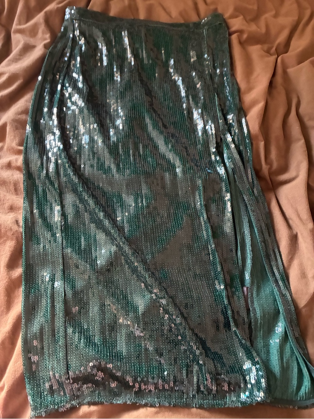 Green sequin skirt